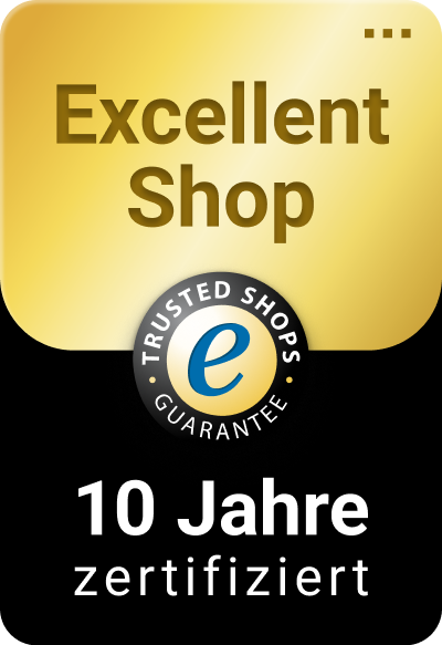 Trusted Shops Logo - Excellent Shop 10 Jahre zertifiziert