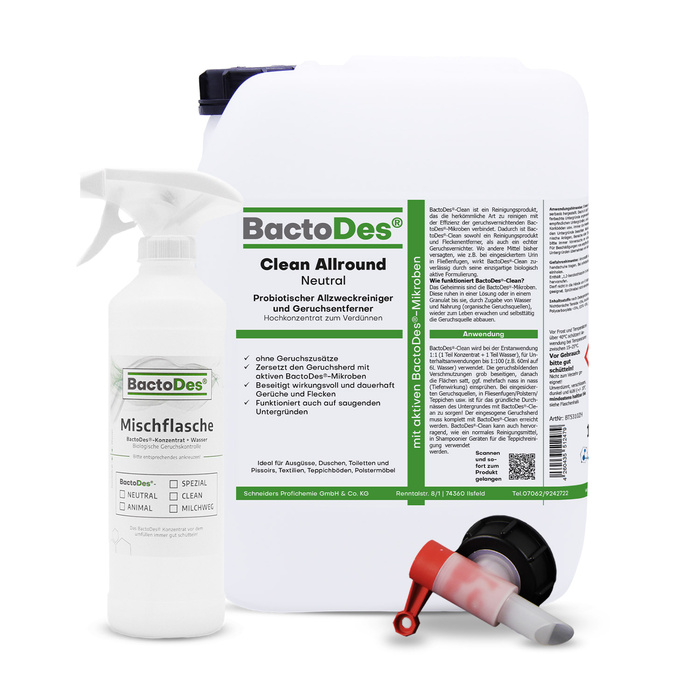 BactoDes-Clean Neutral - 10 L. Kanister  incl.1 Misch- und Sprhflasche