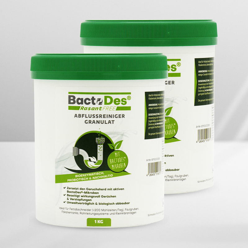 BactoDes® RasantFree Abflussreiniger Granulat 1Kg 2 x Dosen-Set